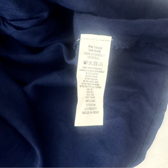 Elan Babydoll Mini Dress in Navy Blue Size Med Milkmaid Style Button Front - Picture 8 of 8